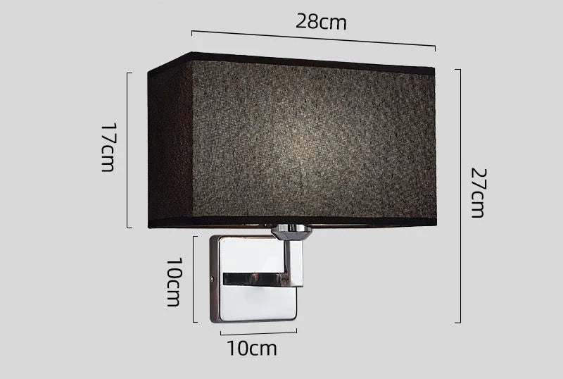 Fabric Shade Wall Lamp with Reading Arm – Black