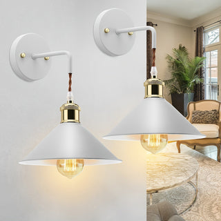 Industrial Metal Dome Wall Sconce Set of 2