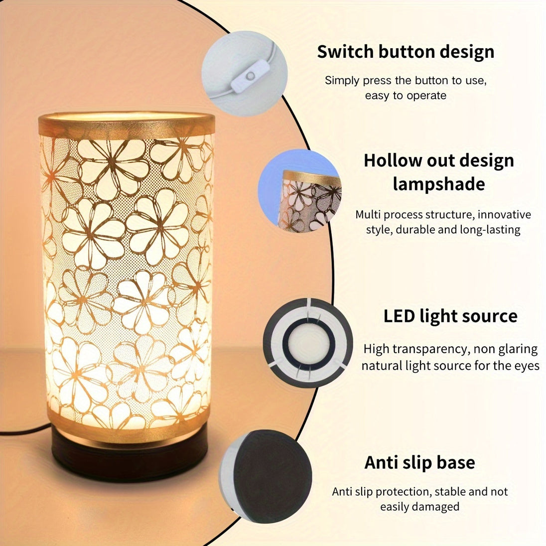 Floral Cut-Out USB Table Lamp