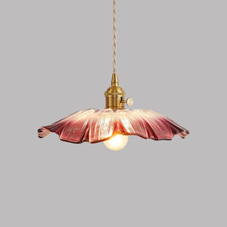 Flower Shaped Glass Pendant Lamp with Gold Metal Fitting