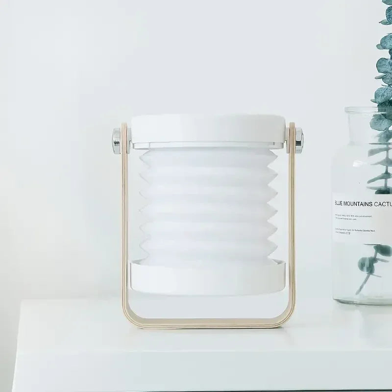 Foldable Lantern Lamp with Wooden Handle