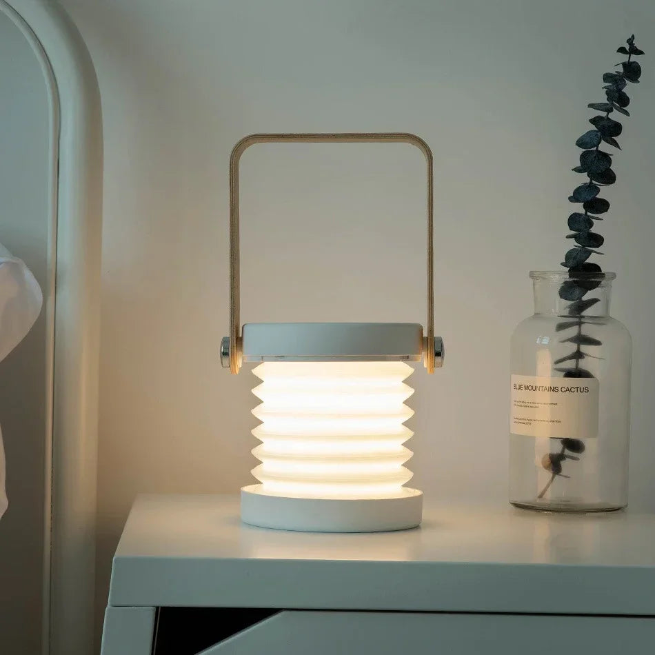 Foldable Lantern Lamp with Wooden Handle