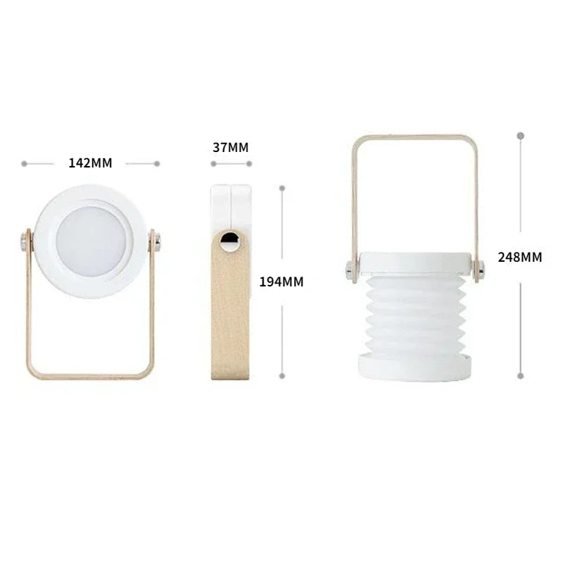 Foldable Lantern Lamp with Wooden Handle
