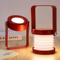 Foldable Lantern Lamp with Wooden Handle – Red