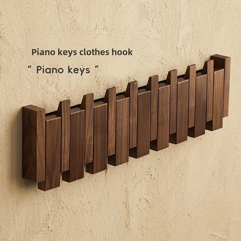 Piano Key Wooden Wall Hook Rack