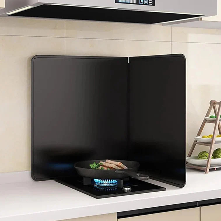 Foldable Stainless Steel Splash Guard in Black