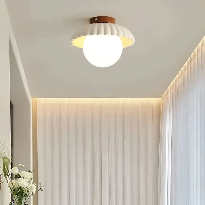 Frosted Glass Globe Ceiling Light in White