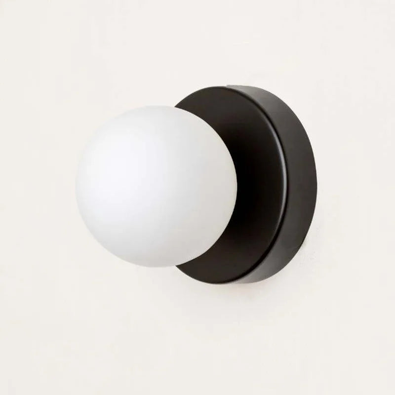 Frosted Glass Globe Wall Lamp in Black