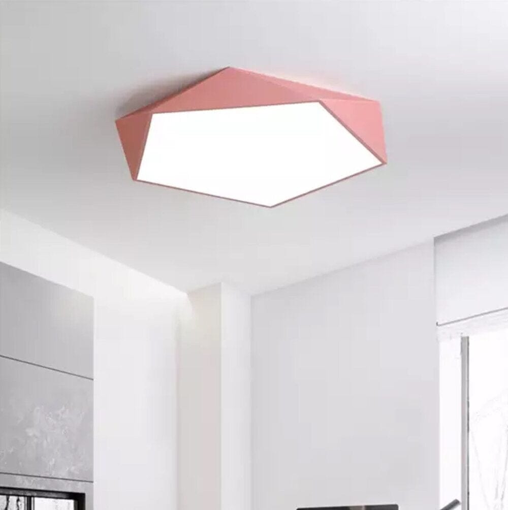 Geometric LED Ceiling Light in Pink