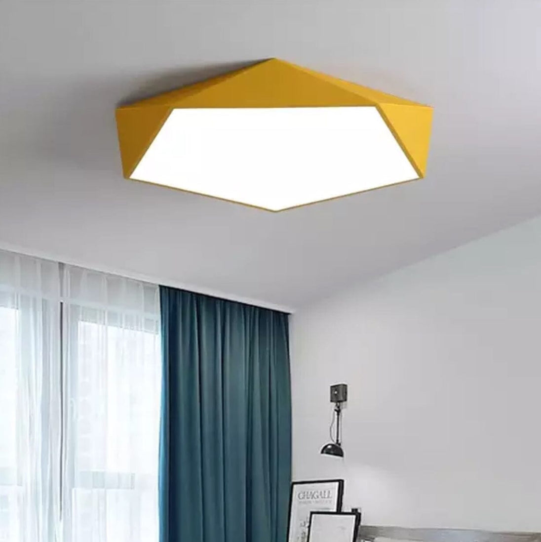 Geometric LED Ceiling Light in Yellow