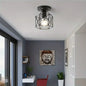 Geometric Metal Cage Ceiling Light – Black