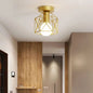Geometric Metal Cage Ceiling Light – Gold
