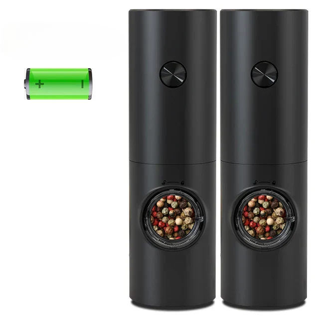 Gravity Electric Salt and Pepper Mill with LED – Black Pair