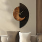 Half-Moon Wood and Black Wall Clock