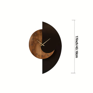 Half-Moon Wood and Black Wall Clock