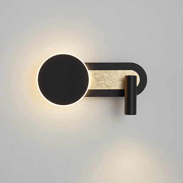 Halo Ring LED Wall Light with Spotlight – Black