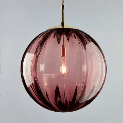 Glass Ball Pendant Light in Red
