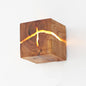 Hand-Carved Wood and Resin Cube Light