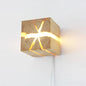 Hand-Carved Wood and Resin Cube Light – Plug-In Wall Light