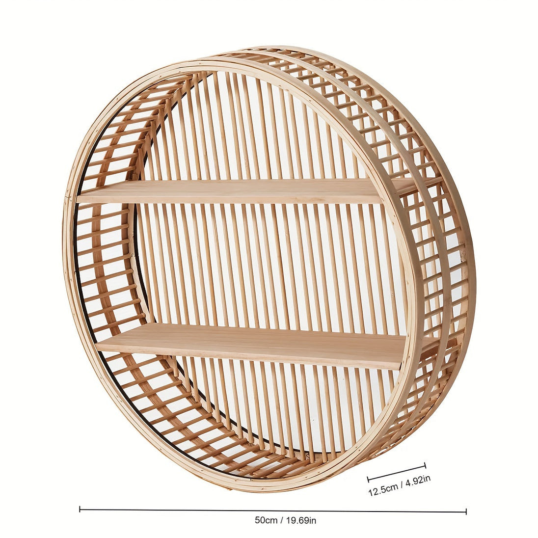 Round Bamboo Wall Shelf – detail view