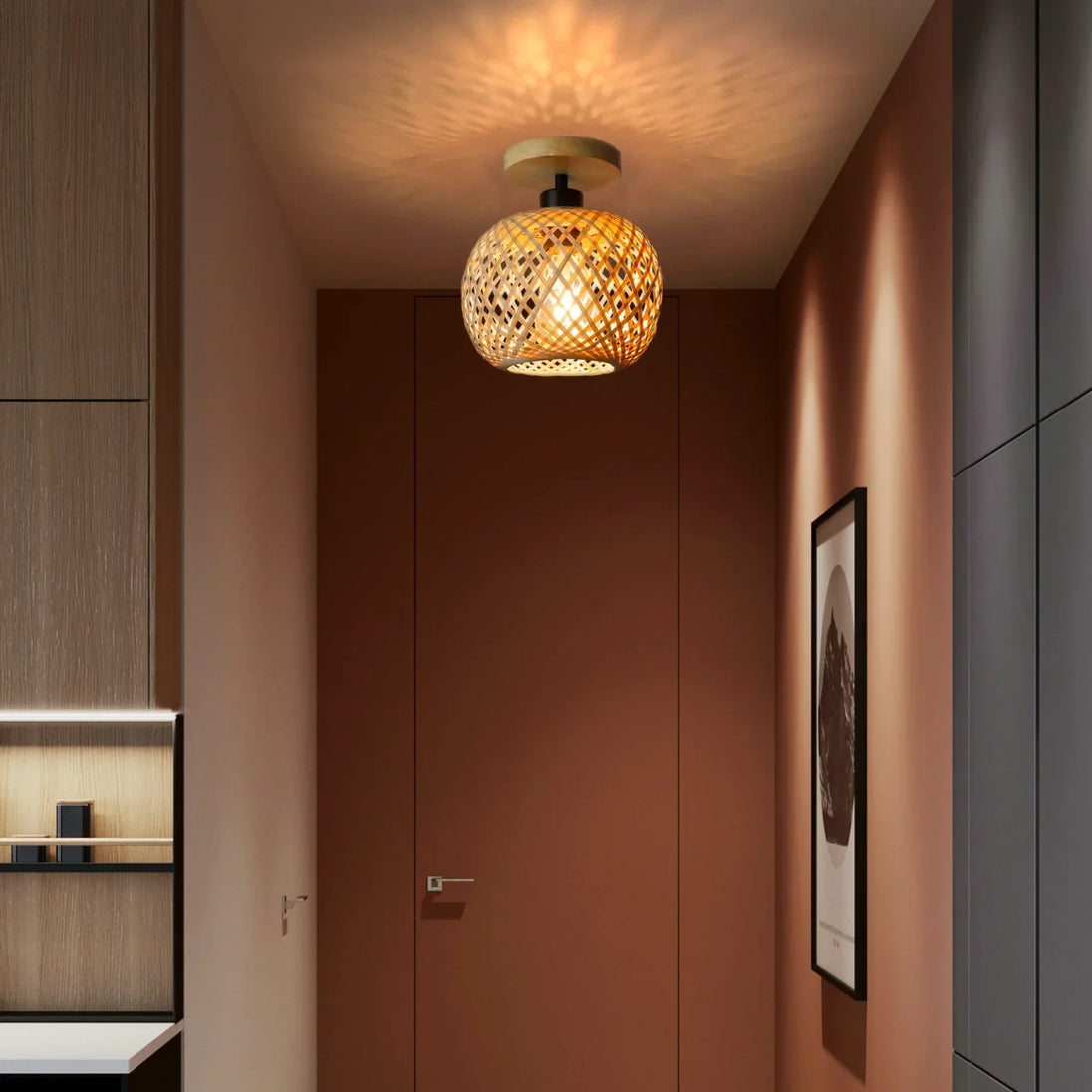 Handwoven Bamboo Ceiling Light