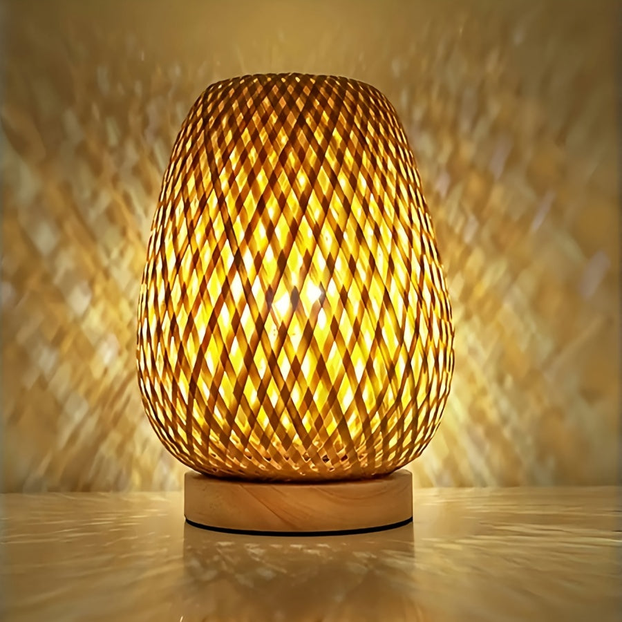 Handwoven Bamboo USB Bedside Lamp