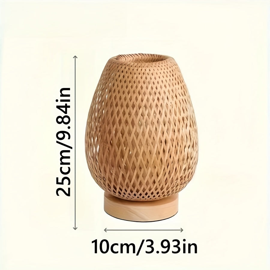 Handwoven Bamboo USB Bedside Lamp