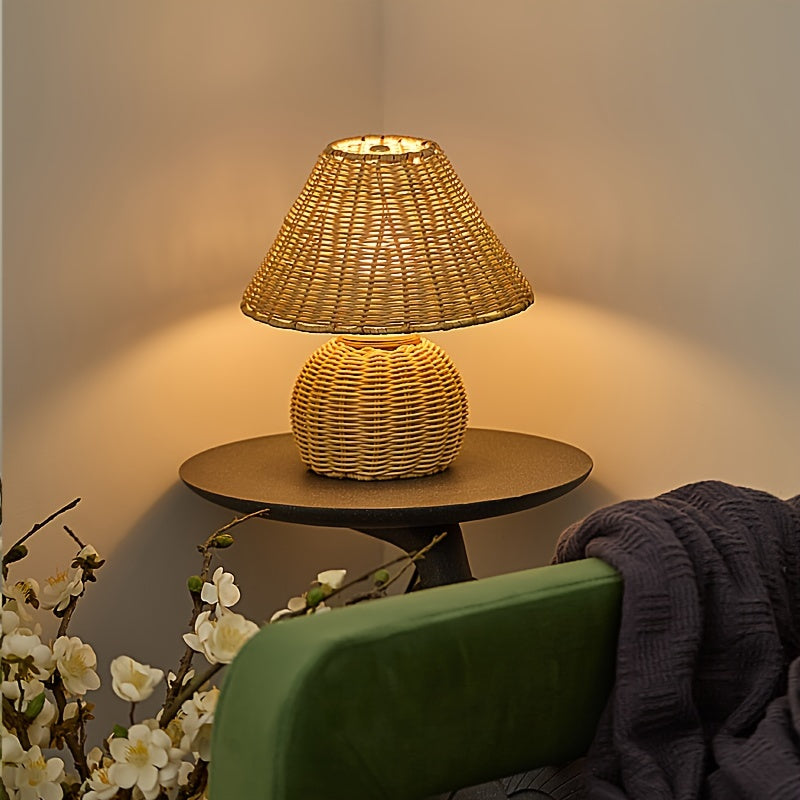 Handwoven Bamboo USB Table Lamp