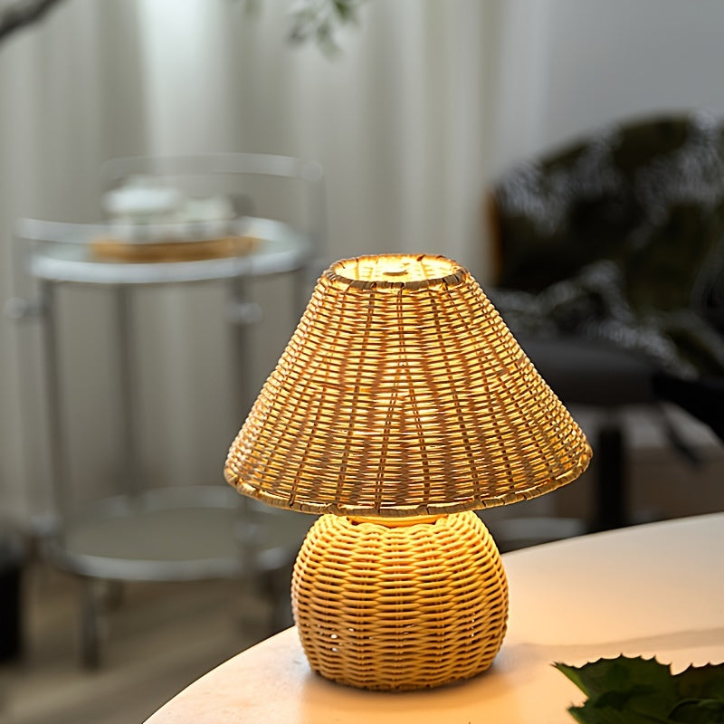 Handwoven Bamboo USB Table Lamp