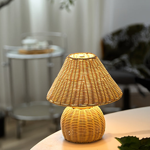 Handwoven Bamboo USB Table Lamp