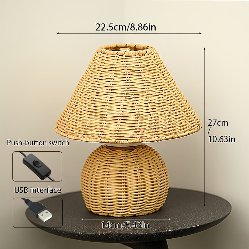 Handwoven Bamboo USB Table Lamp
