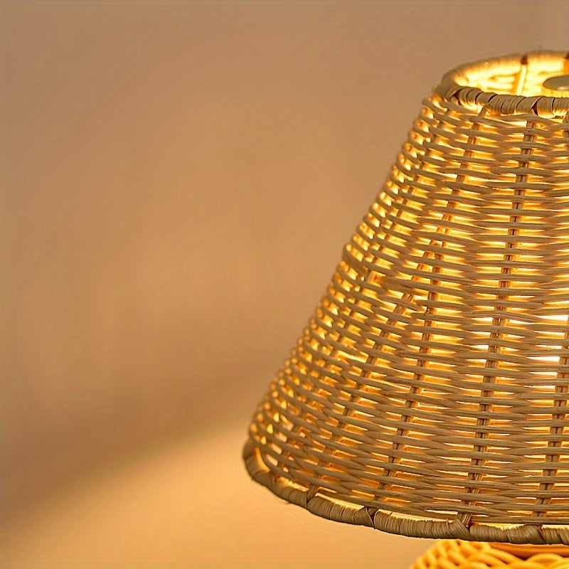 Handwoven Bamboo USB Table Lamp