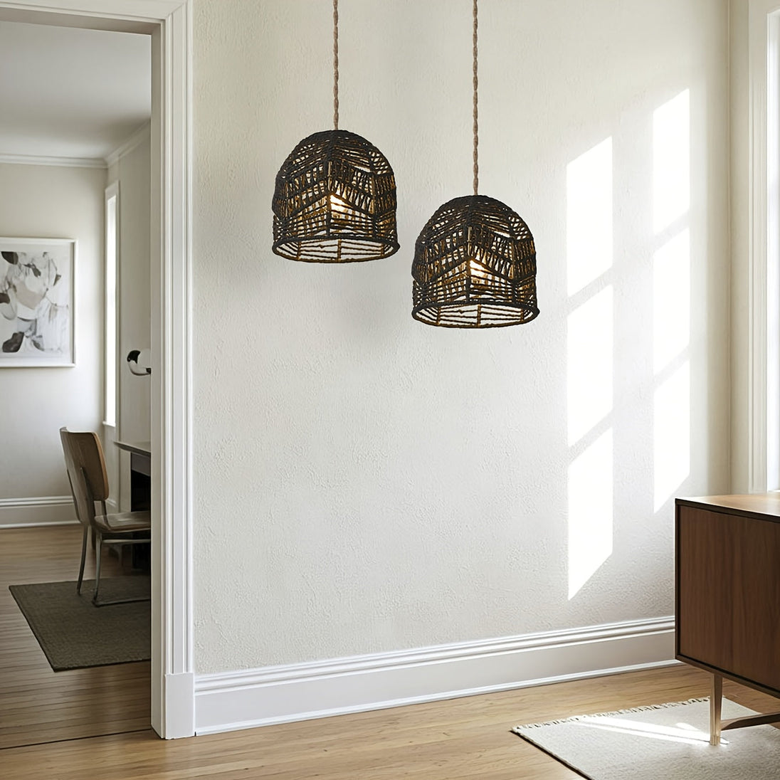 Handwoven Paper Rope Bell Pendant Shade