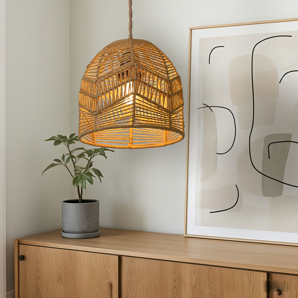 Handwoven Paper Rope Bell Pendant Shade