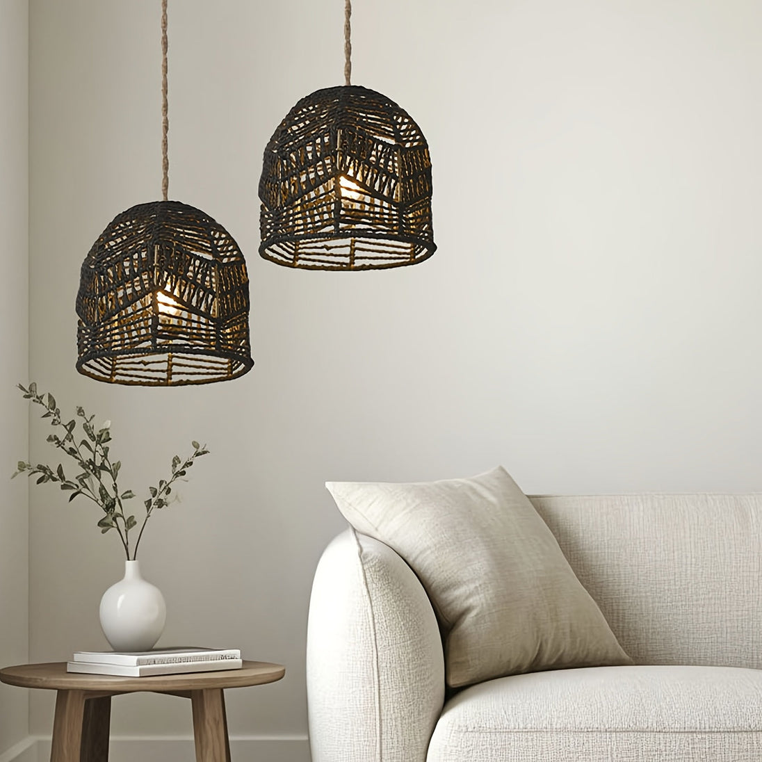 Handwoven Paper Rope Bell Pendant Shade