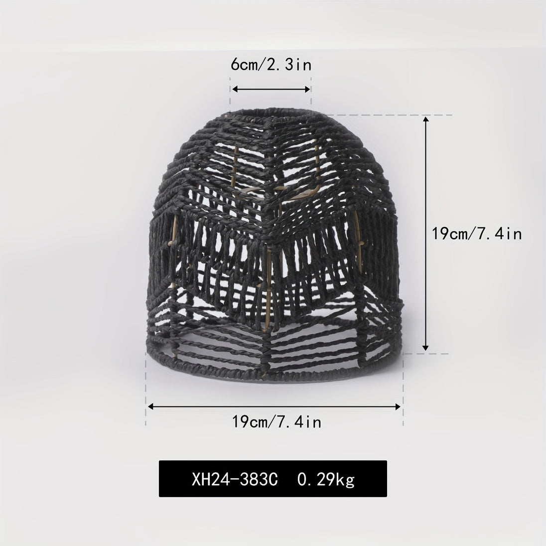 Handwoven Paper Rope Bell Pendant Shade – Black