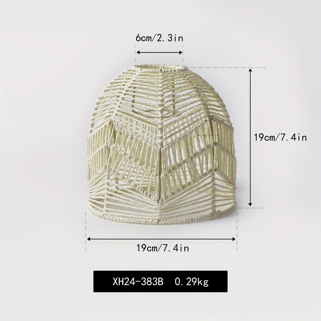 Handwoven Paper Rope Bell Pendant Shade – White