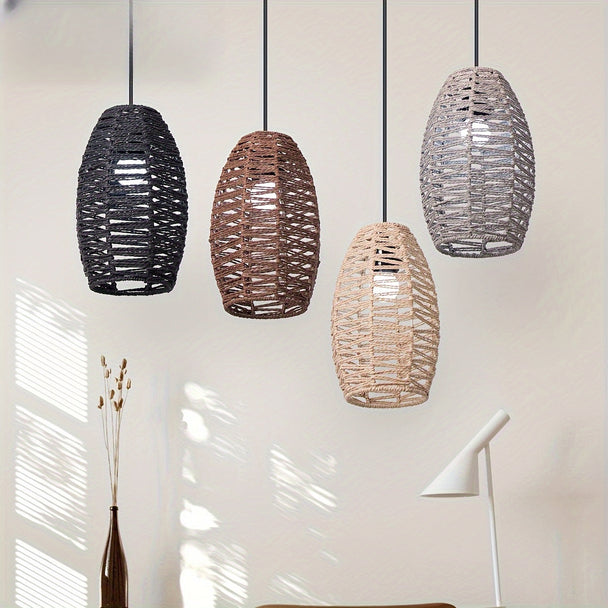 Handwoven Paper Rope Cylinder Pendant Shade