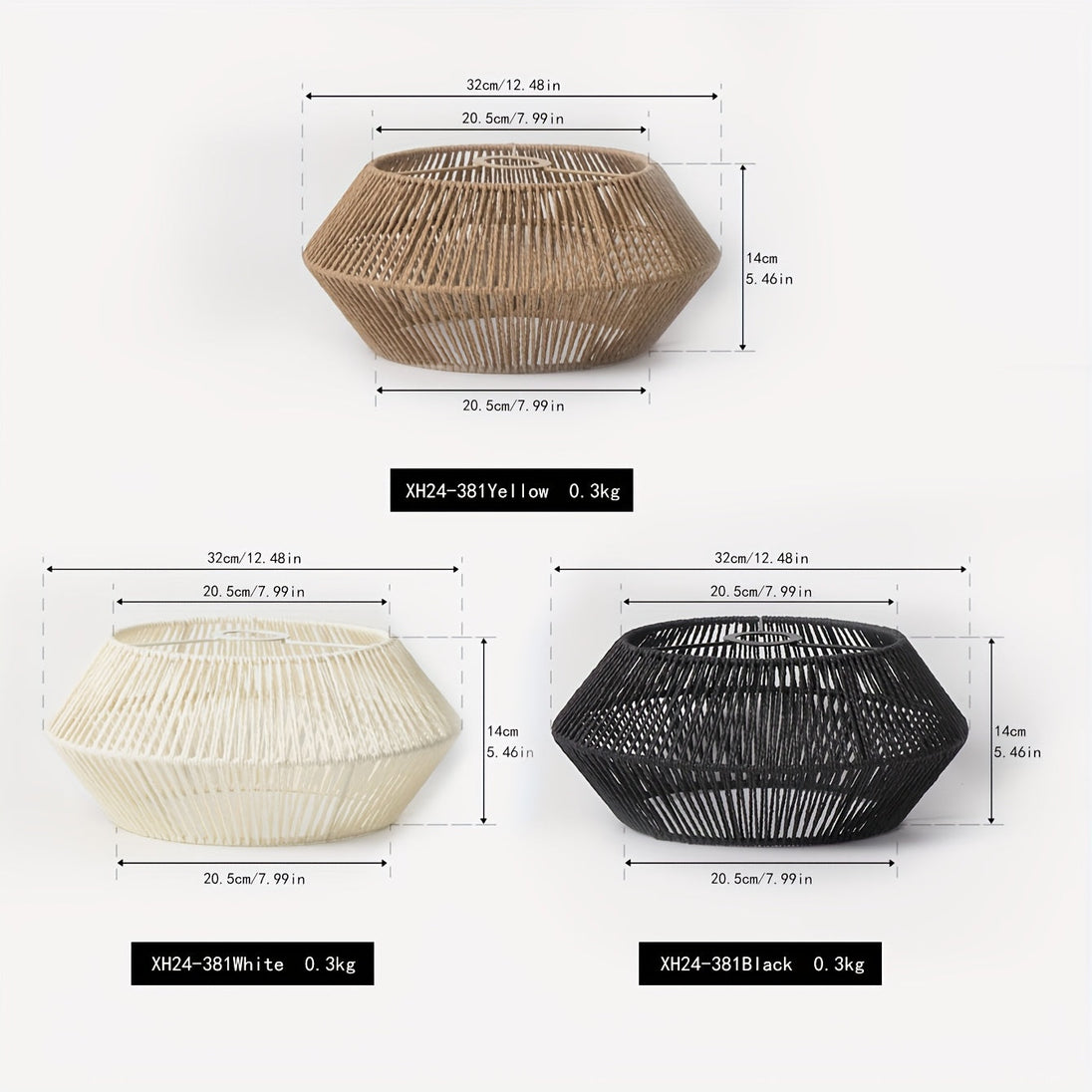 Handwoven Paper Rope Geometric Pendant Shade