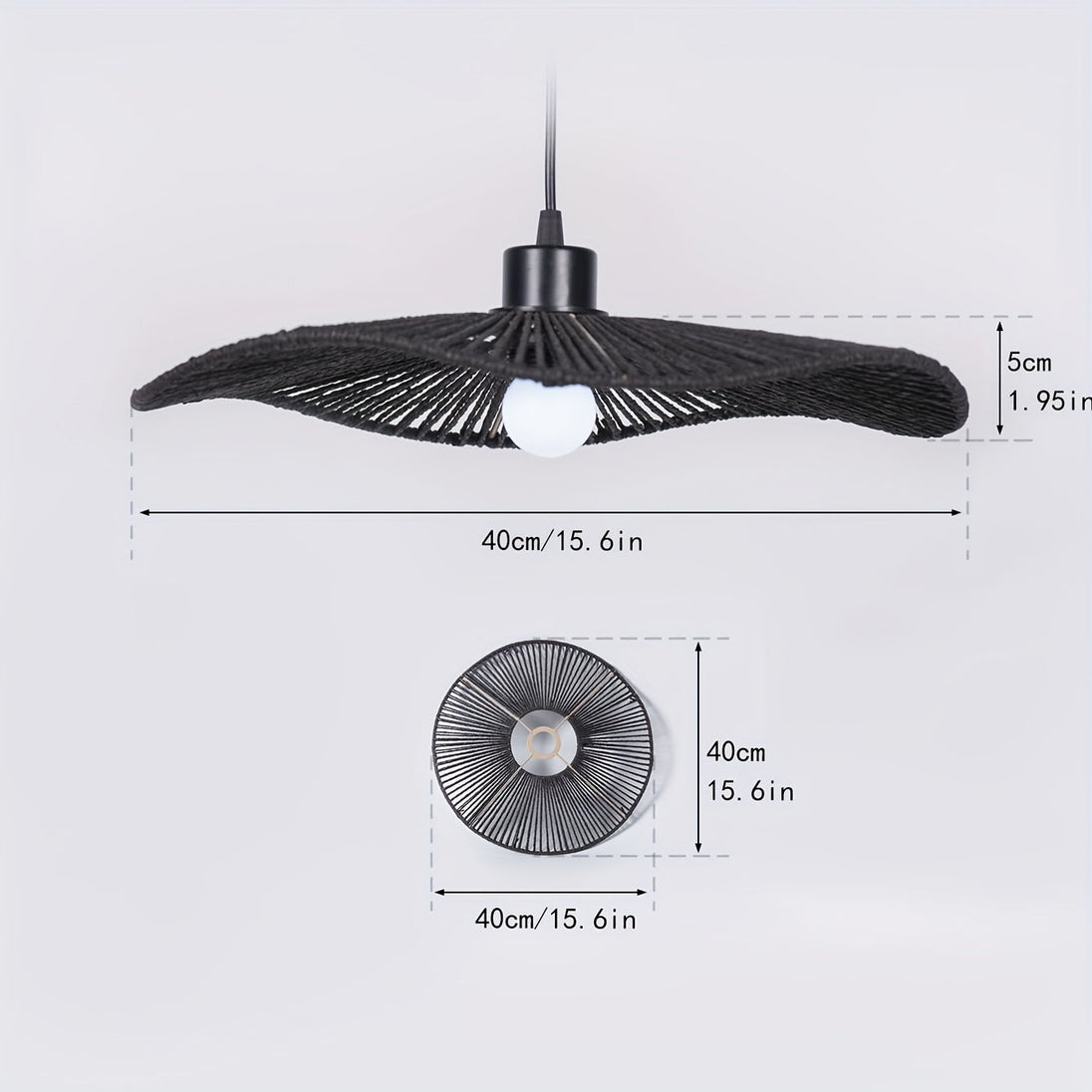 Handwoven Paper Rope Wave Ceiling Shade – Black