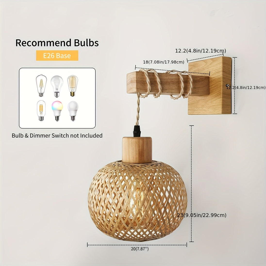 Rattan and Wood Wall Sconce – in a room setting