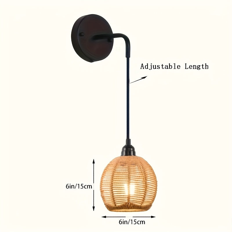Handwoven Rattan Wall Lamp