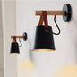 Wood and Leather Strap Wall Lamp