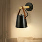 Wood and Leather Strap Wall Lamp – Black