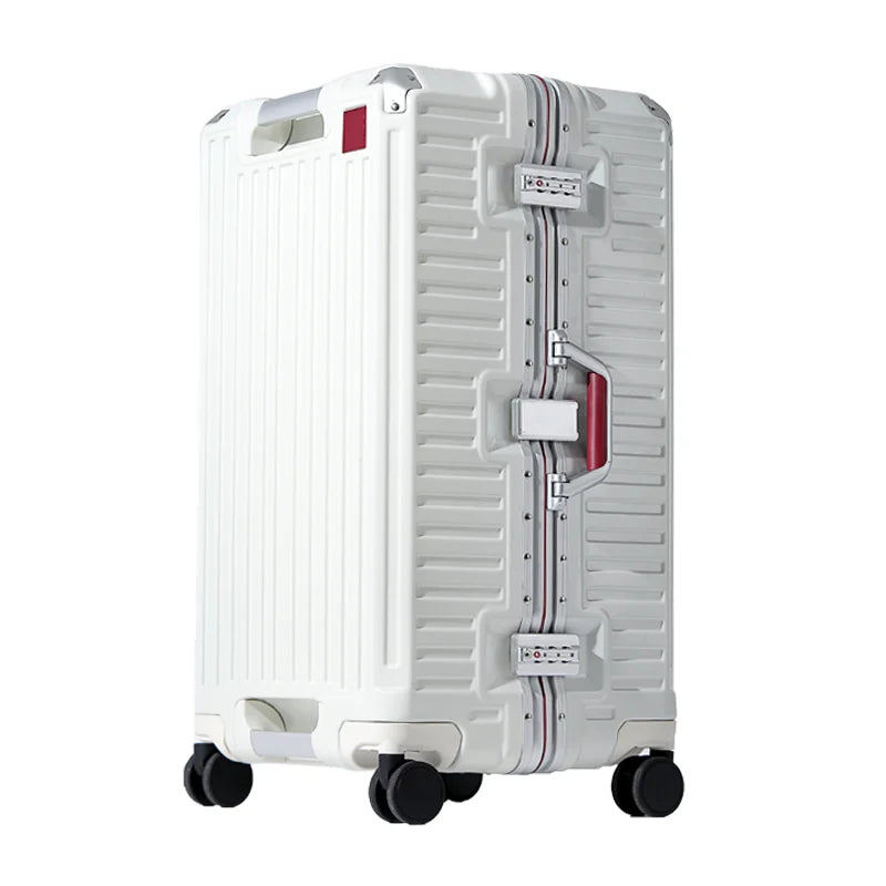 Polycarbonate Spinner Suitcase with Wide Grip in White