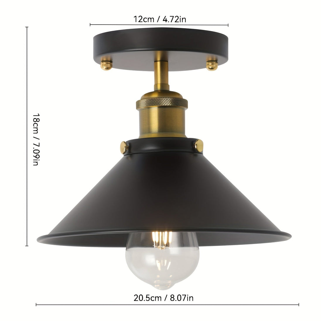 Industrial Black Semi-Flush Ceiling Light
