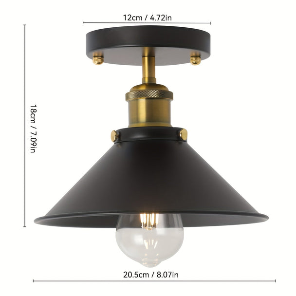 Industrial Black Semi-Flush Ceiling Light