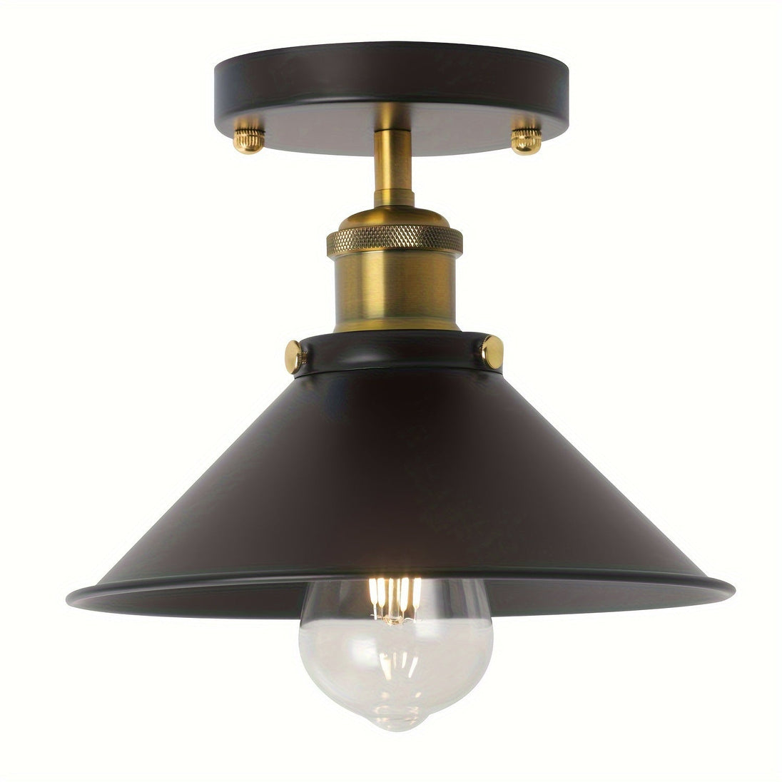 Industrial Black Semi-Flush Ceiling Light