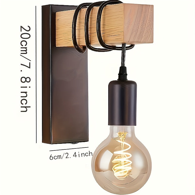 Industrial Metal and Wood Wall Light