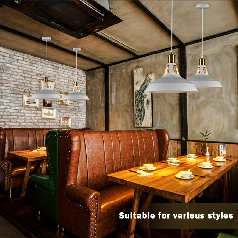 Industrial Metal Dome Pendant Light – White